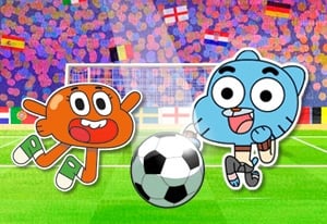 Um jogo emocionante de futebol com os personagens famosos do Cartoon N