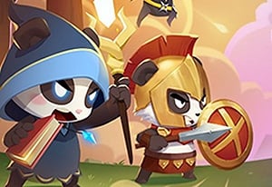 Jogo de quebra-cabeças de adoráveis pandas com celular